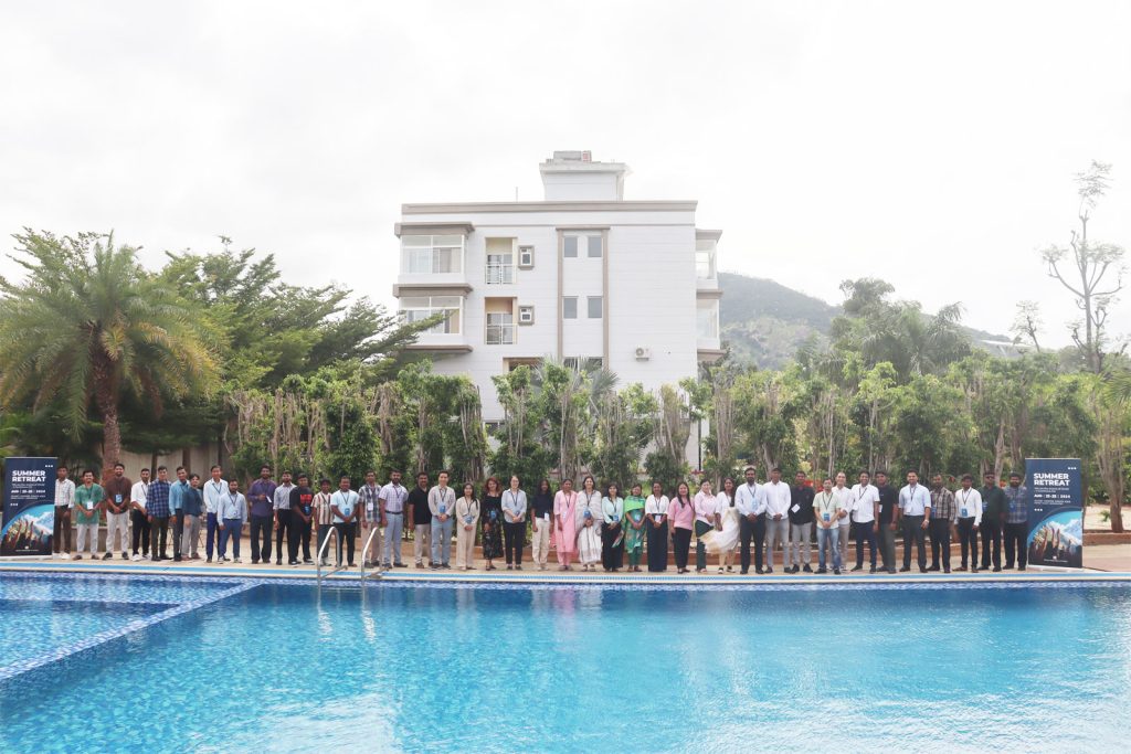 Summer Retreat 2024 attendants by the pool side at Olivet Centre South Asia